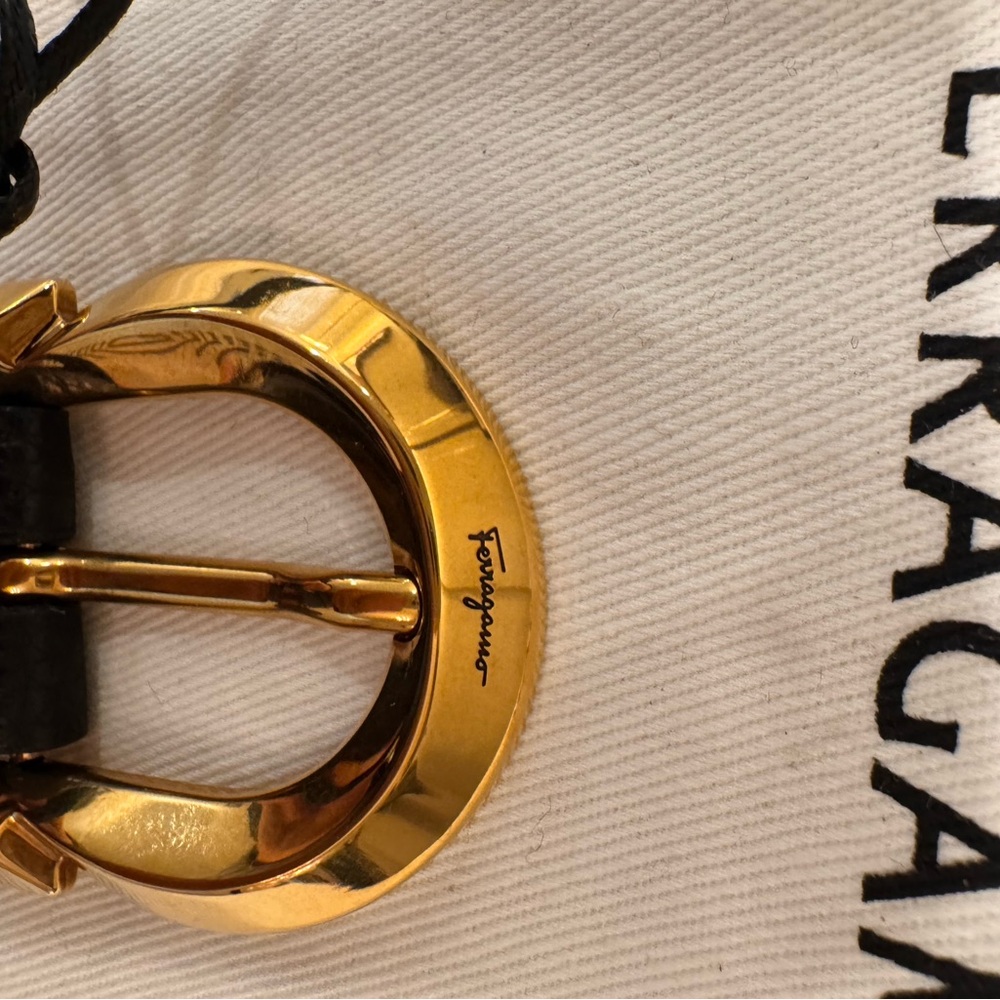 Salvatore Ferragamo Black Leather Gancini Belt – Gold Buckle – Size 65 /XS NWT!! - Picture 2 of 13